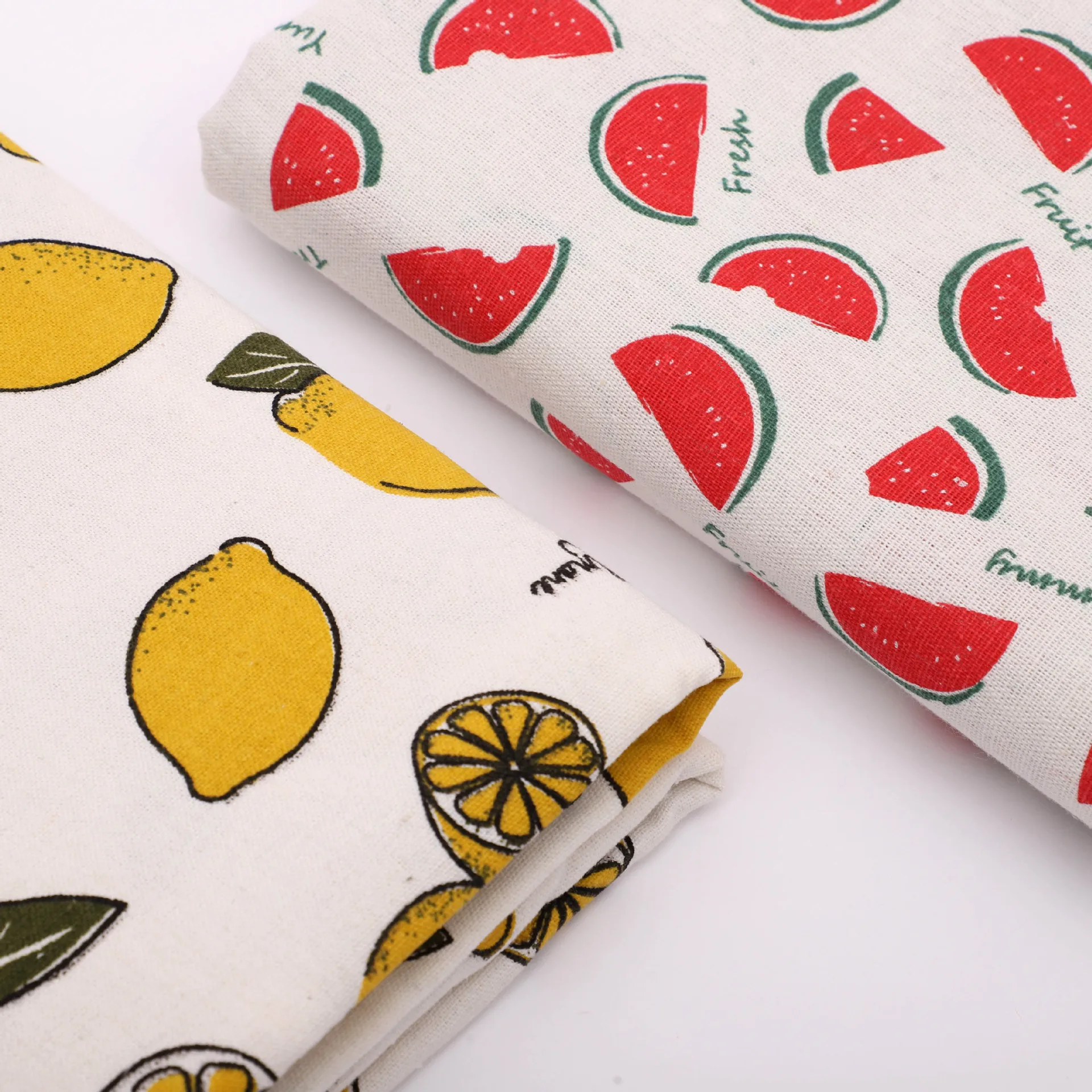 Watermelon Lemon Cartoon Pattern Cotton Linen Canvas DIY Bag Storage Basket Tablecloth Shooting Background Cloth Household