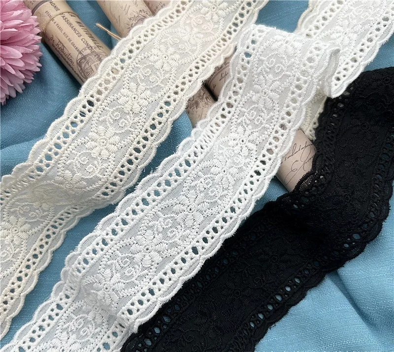 Pure cotton Beige Quality 4.5cm 3yard/5yard Handmade Embroidery Lace Accessories Exquisite Retro Cotton Fabric Accessory X1386