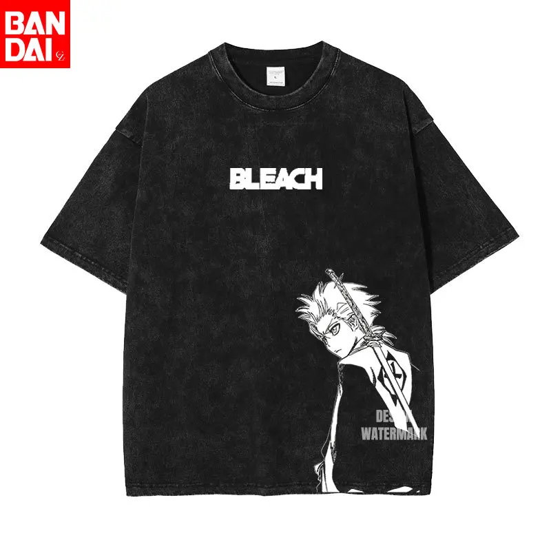 

Anime BLEACH Swordsman Character Print Washed T-shirt | Vintage Oversized Short Sleeve Tee | Streetwear Harajuku Casual Cotton