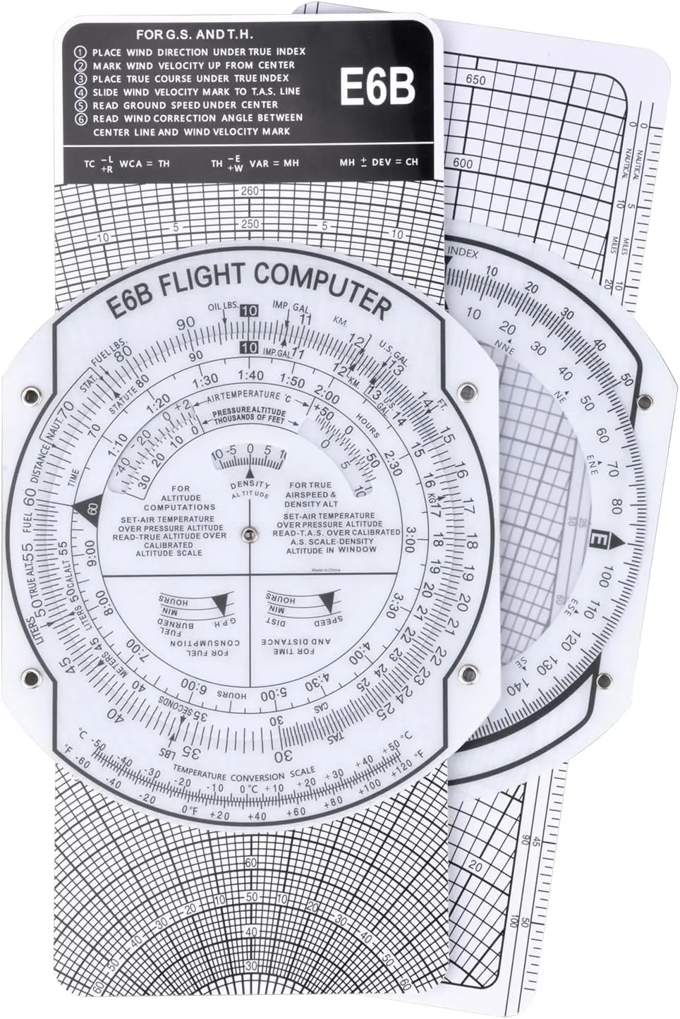 Medarchitect Aviation Plotter E6B Flight Computer for Pilots Aviation Slide Rule Compatible Student Pilot Bundle IFR/VFR Charts
