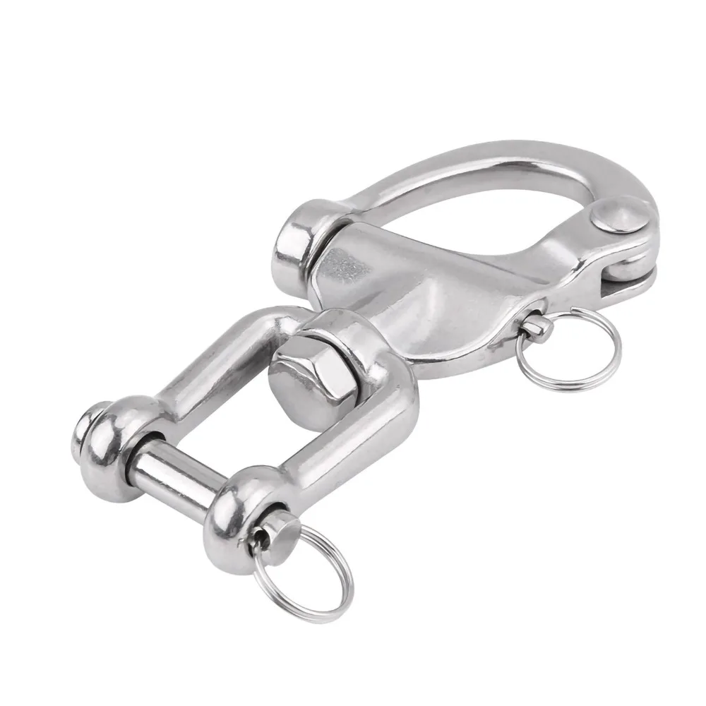 316 Stainless Steel Jaw Swivel Snap Shackle Quick Release Swivel Sailboat Shackle 128mm/5in Stainless Steel Shackle Boat Parts