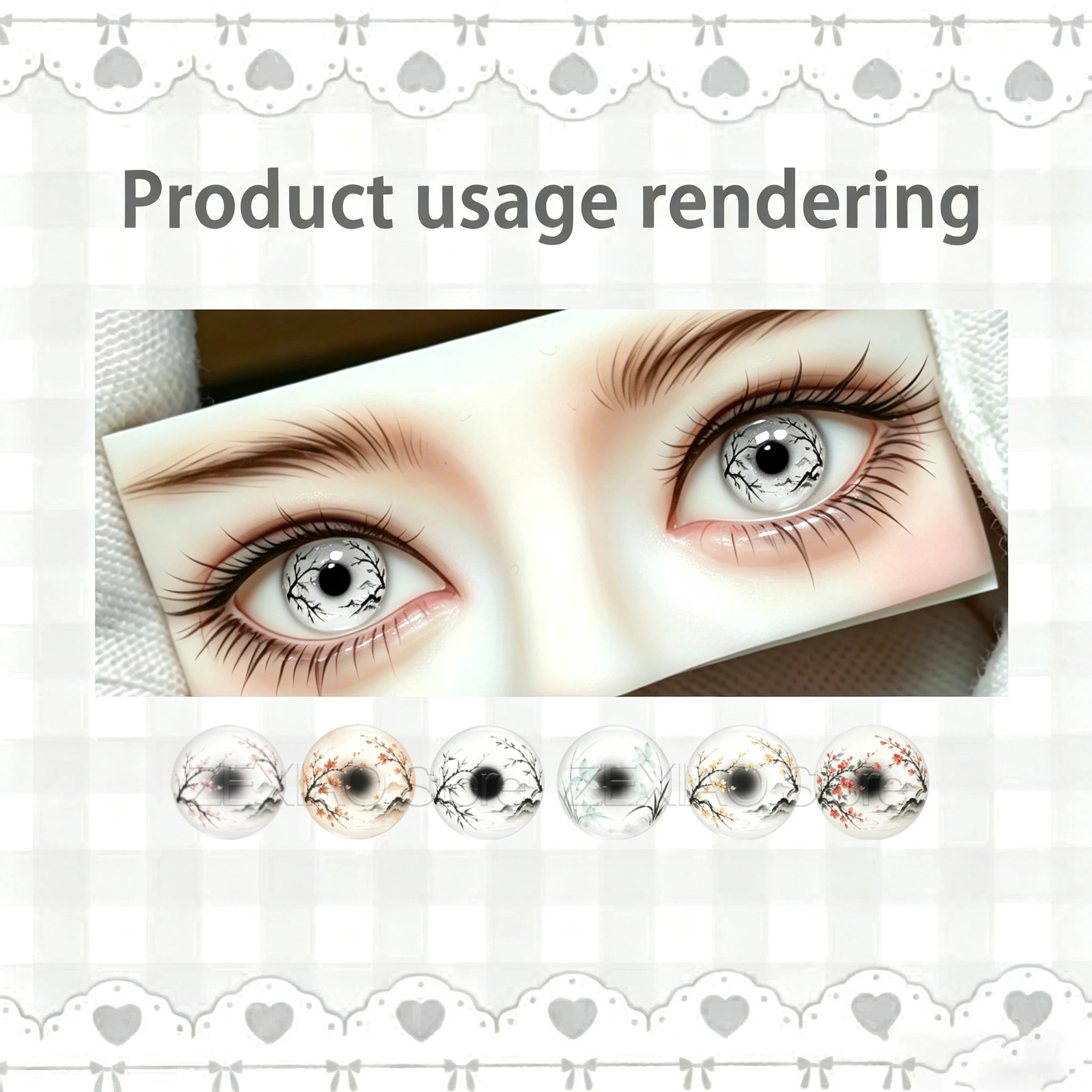 12Pcs Blyth Doll Eyes Chips Ink Wash Painting Pattern Eye Chips Creative Blythe BJD Eye Doll Toy DIY Jewelry Accessory ﻿MS009