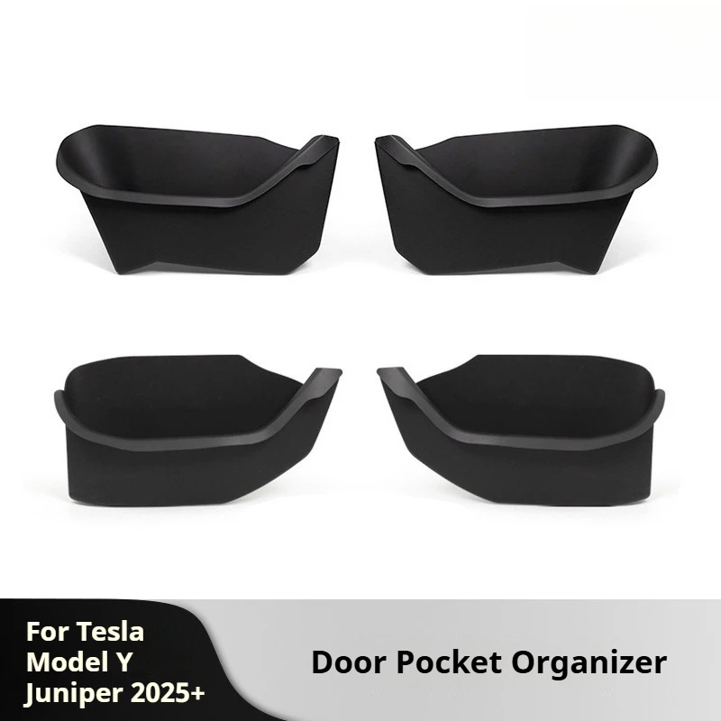 

For Tesla Model Y Juniper 2025+ Door Side Storage Box Fully Covered Door Storage Tray TPE Front And Rear Door Side Storage Boxes