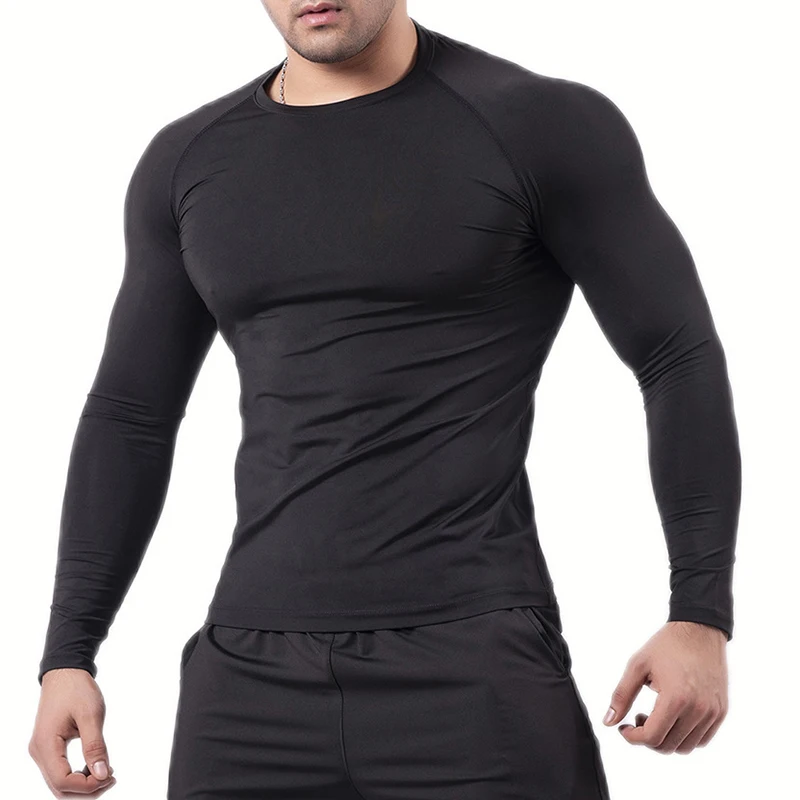 Koszulka kompresyjna z długim rękawem i nadrukiem dla mężczyzn Christian Athletic Workout T-shirty Tops Spring Fall Baselayers Undershirts
