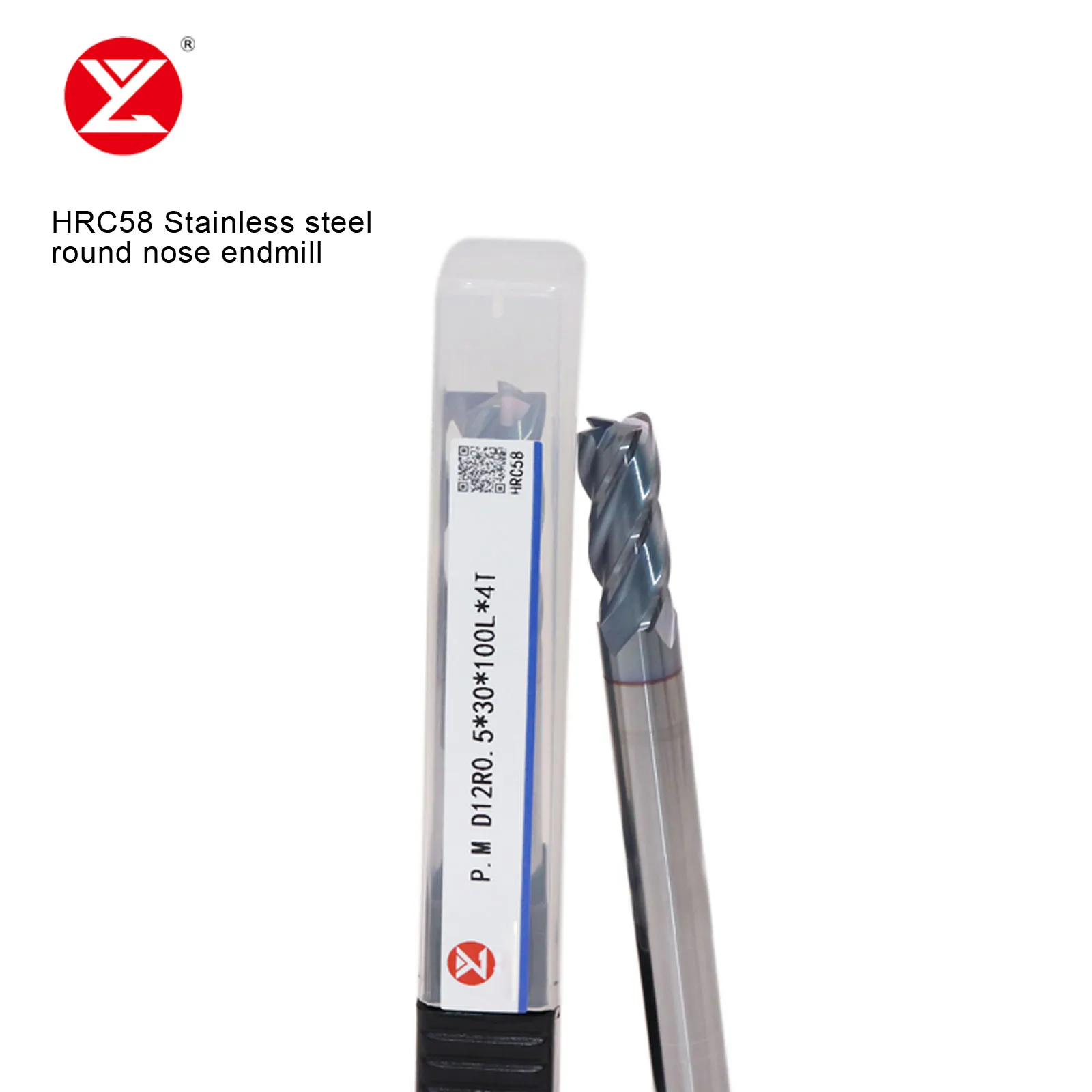 HRC58 4Flutes Bull Nose Endmill Solid Carbide Milling cutter With Radio Corner For Material Stainless steel R0.2 R0.5 R1.0 R2.0