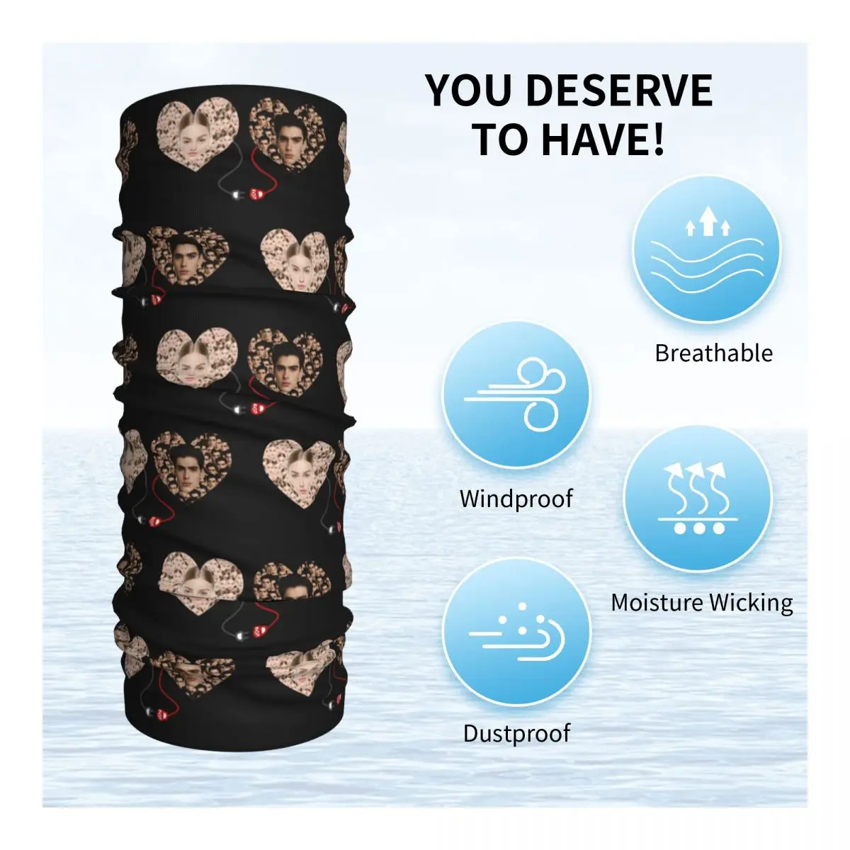 Diseño de enchufe, Bandana personalizada con foto de cara, polaina para el cuello para senderismo, correr, hombres y mujeres, bufanda envolvente, regalos especiales, diadema más cálida