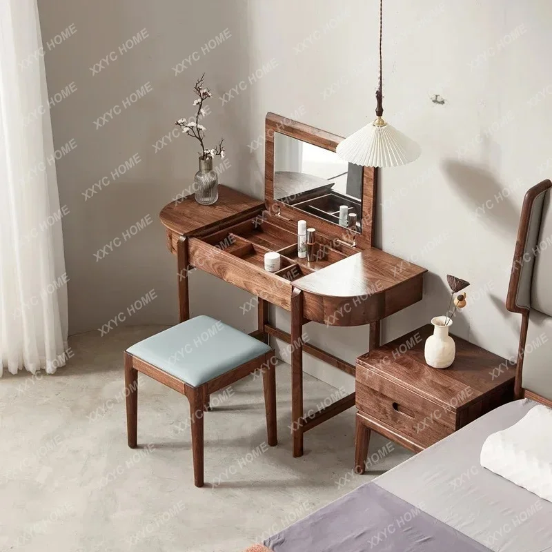 XX L black walnut dresser minimalist solid wood makeup table log dresser flip table