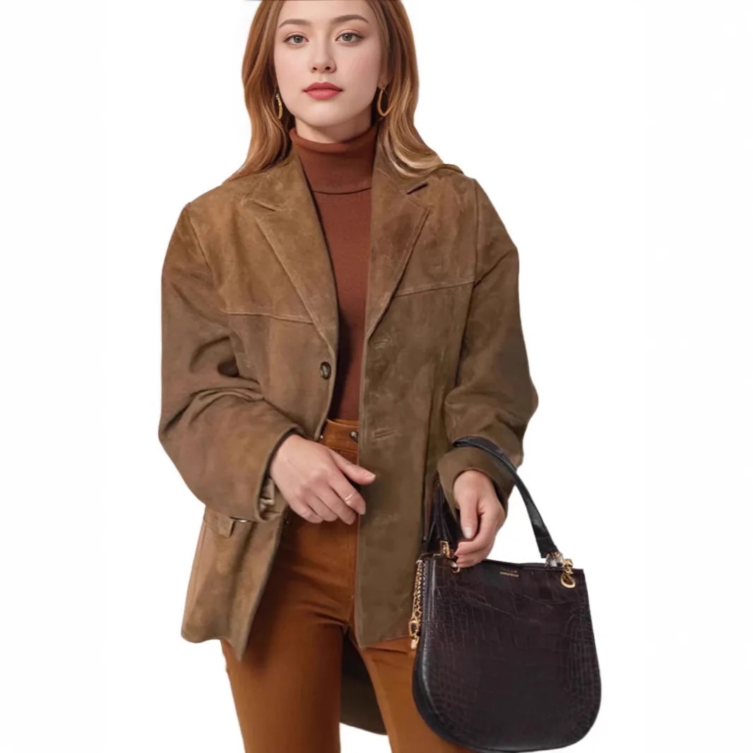 Women's Jackets 2025 New Autumn Women's Clothing Temperament Retro Brown Loose Pocket Long-sleeved Suit Jacket For New Outerwear