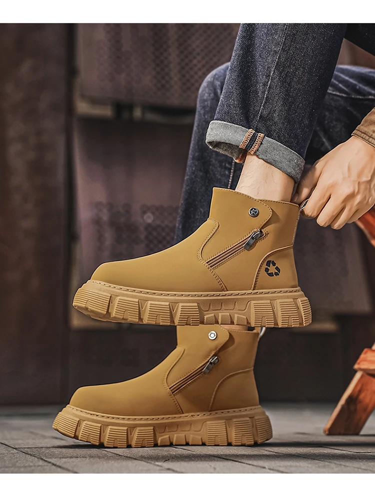 Herren-Freizeitstiefel mit hohem Schaft und seitlichem Reißverschluss, atmungsaktiv und bequem für Outdoor-Sportarten, Wandern und Trekking. – Detail 10