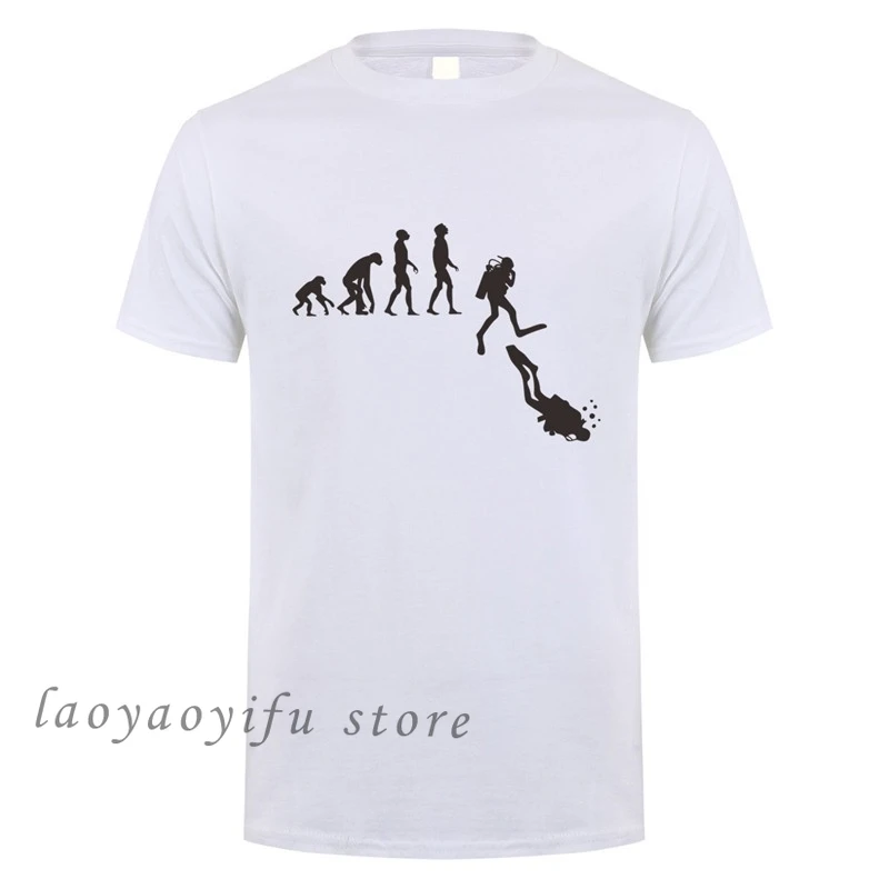 Man T Shirt Diving Evolution TShirt Male Fashion O Neck Tops Funny Diver T-shirts Hombre Summer XS-4XL Tees Roupas Masculinas