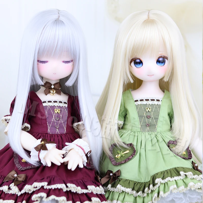 

Cute 1/3 1/4 BJD Wig High Temperature Soft Silk Doll Wig Japanese Anime Hime Cut Hairstyle Doll Hair MDD TF Dolls Accessories