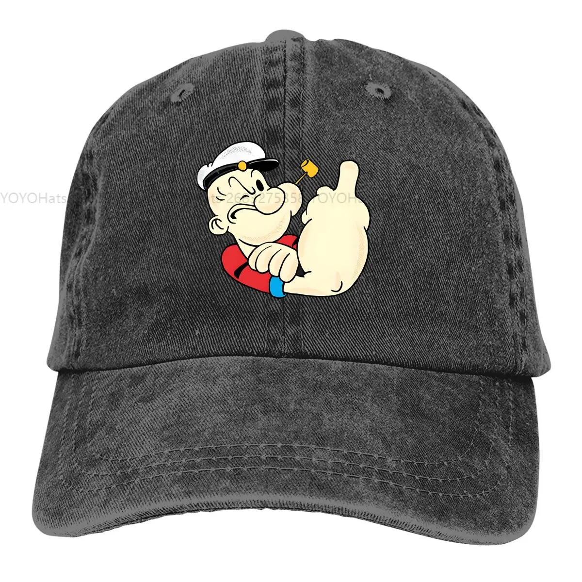 Washed Men's Baseball Cap Humor Trucker Snapback Caps Dad Hat Popeyes The Sailor Golf Hats