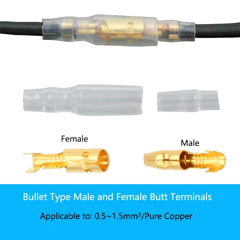 5/20/50/100Sets 4.0mm Bullet Type Male And Female Butt Terminal/Wire Terminal Connector/Pluggable WireTerminal Connector