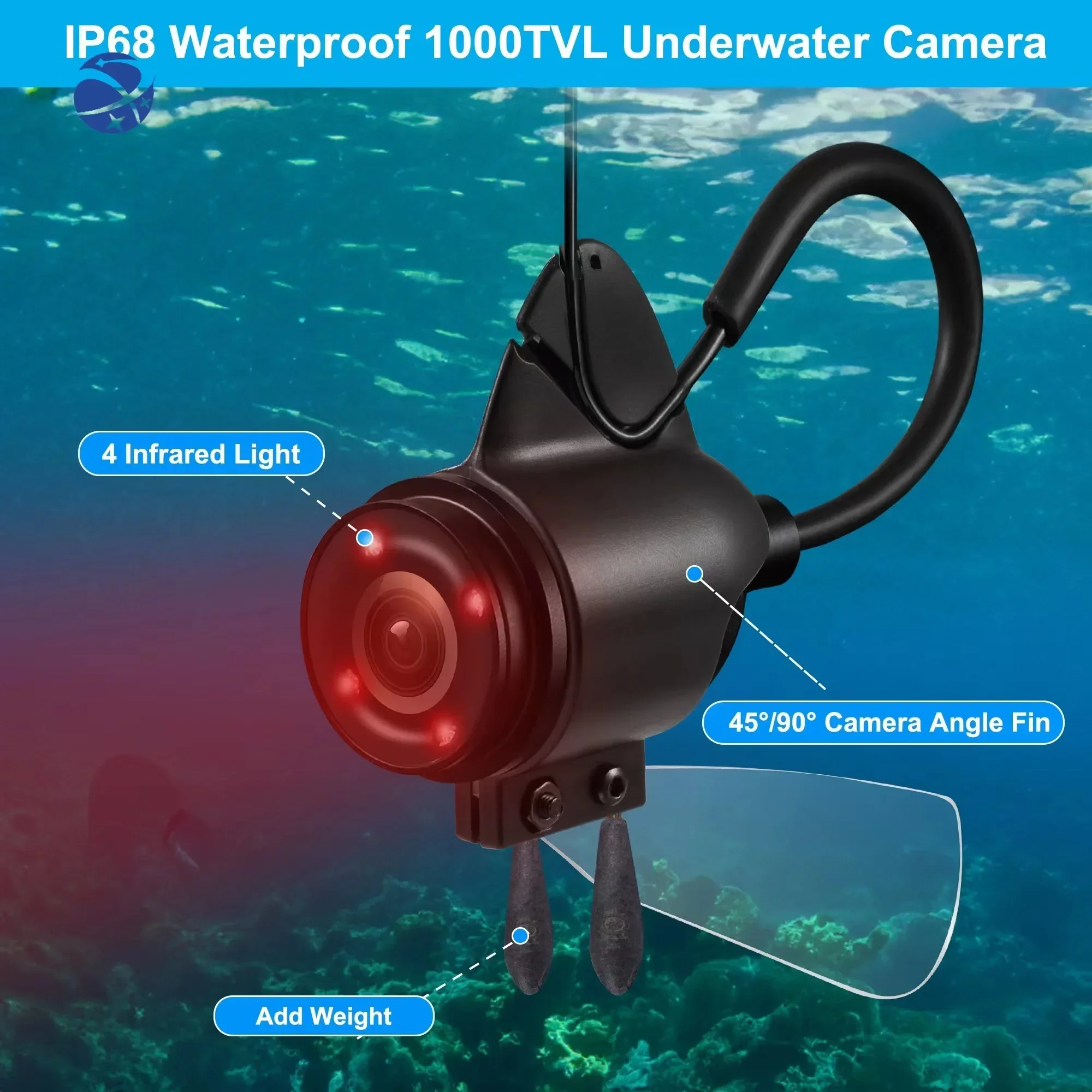 New Style 4.3 Inch Visual Fish- Finder Underwater IR Night Vision HD Fishing Camera with Battery Power Detector Fishing