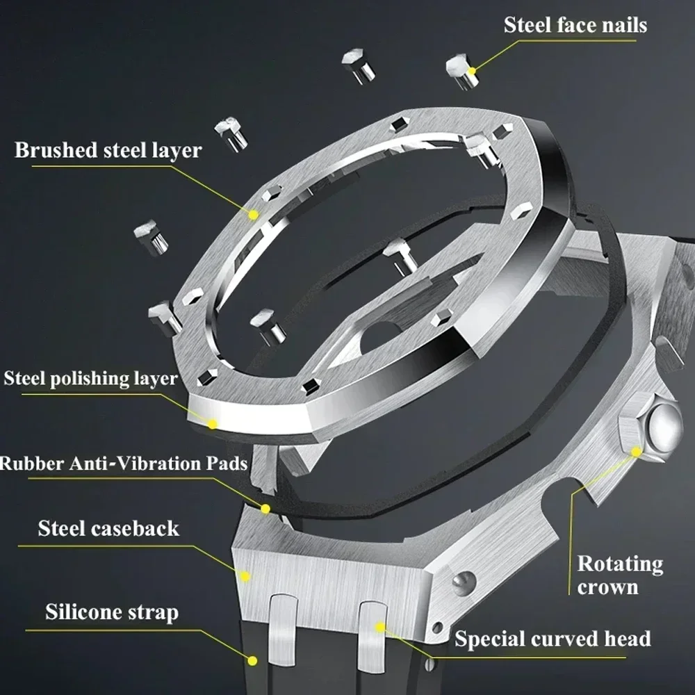 Gen4 Modification Kit for Casioak GA-2100 4th Generation Metal Watch & Rubber Watch Strap for G shock Mod Kit GA2100 GA2110