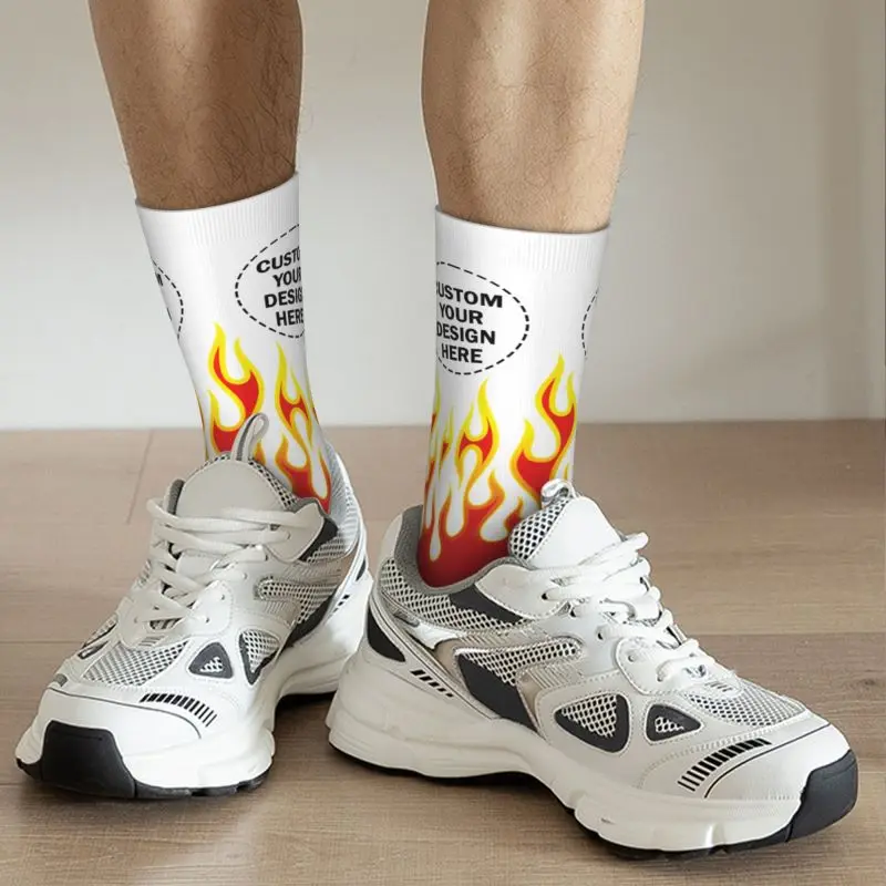 Personalize Custom Your Design Dress Socks for Men Women Warm Fashion Customized Logo Text Print Crew Socks