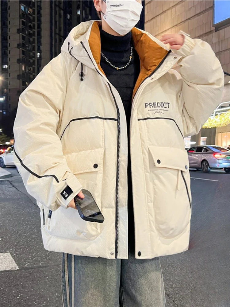 

Мужская зимняя утепленная теплая хлопковая куртка с капюшоном 2024 года, новая повседневная модель с длинными рукавами на молнии, молодежная модная рабочая одежда