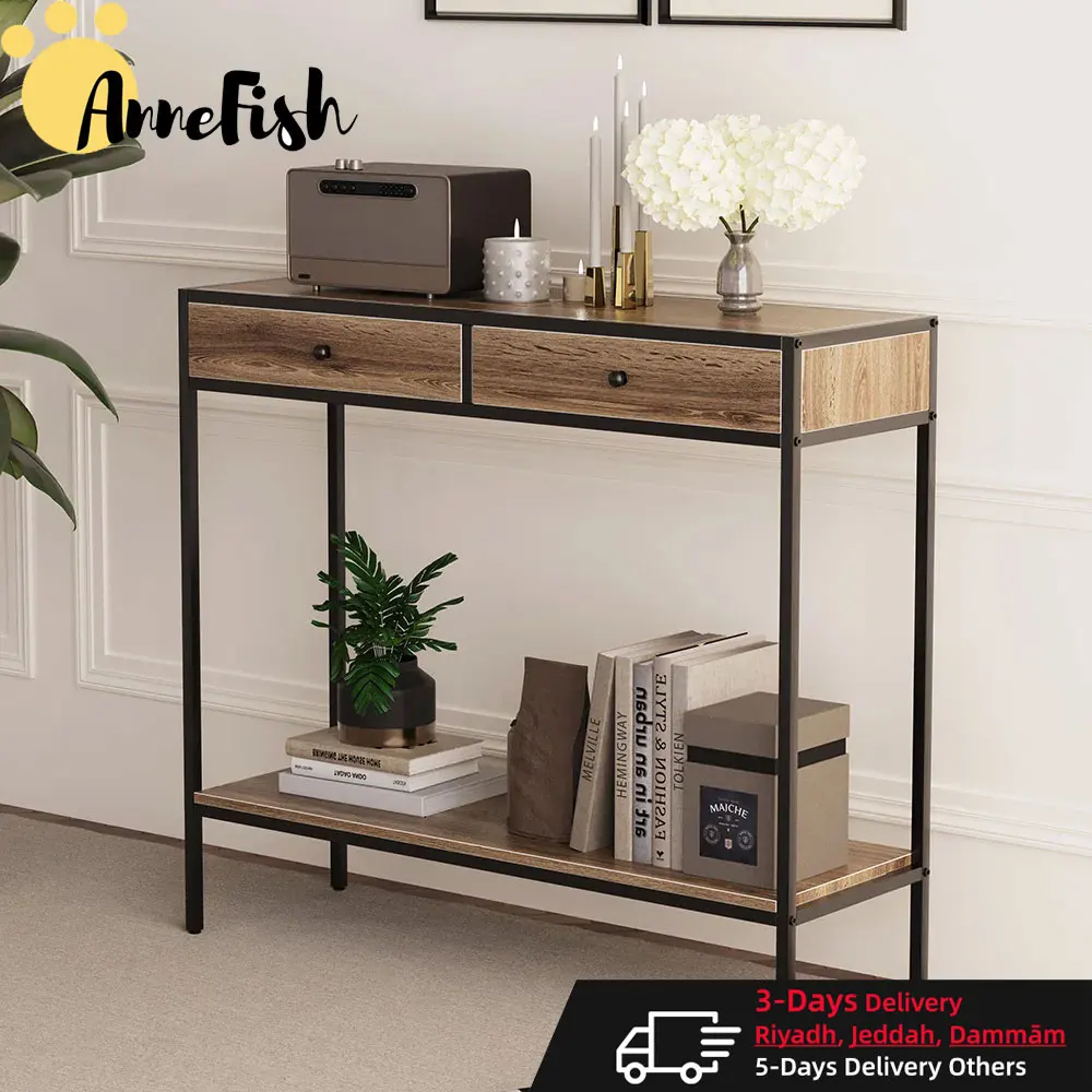 Console Table 2 Tier Simple Sofa Table Home Coffee Corner Display Entryway Table for Couch Hallway Entrance Living Room