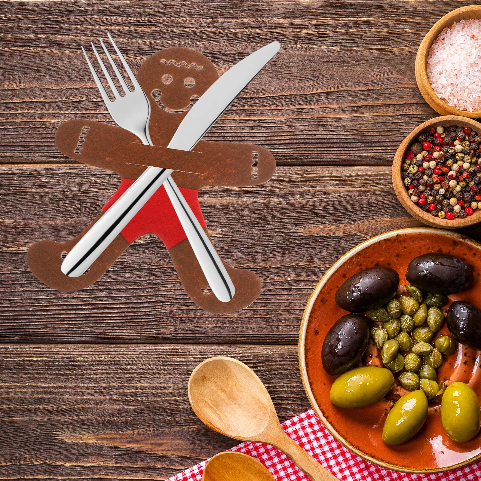 

12Pcs Christmas Tableware Bags Cartoon Cutlery Holders Reusable Fabric Silverware Pouch Party Dinner Decoration