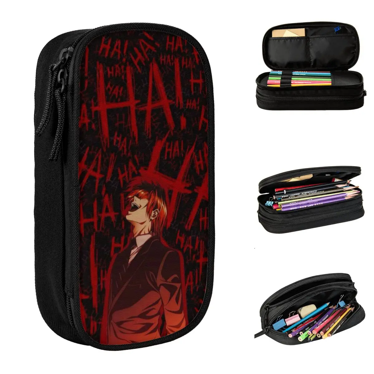Large-capacity Pen Box Deaths book Japan Manga Notes Office Accessories Double Layer Pencil Bag Women Makeup Bag Suprise Gift