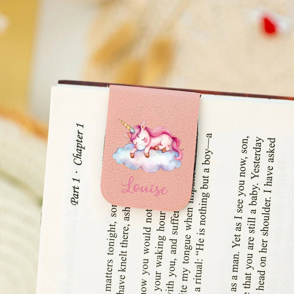 1 szt. Zakładka do książki z kolorowym jednorożcem, personalizowana skórzana zakładka do książki z kolorowym jednorożcem, personalizowana zakładka magnetyczna