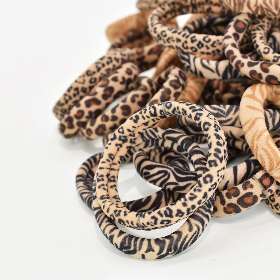 

10PC Good High Elasticity Four Season Universal Leopard Hair Ties for Women Girls Ponytail Holder Hair Rings Rope Accessories