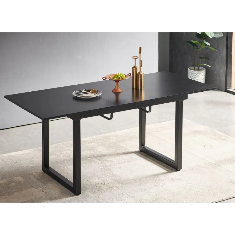 

Square Extendable Dining Table with metal leg Modern Space Saving Kitchen Table for Living Room 70.86 W x 31.5 D x 29.5 H