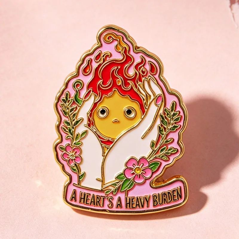 A HEART'S A HEAVY BURDEN Enamel Pin Fantasy Couple Flame Elf Figure Lapel Brooch Backpack Hat Clothes Decor Collectible Gifts view 2