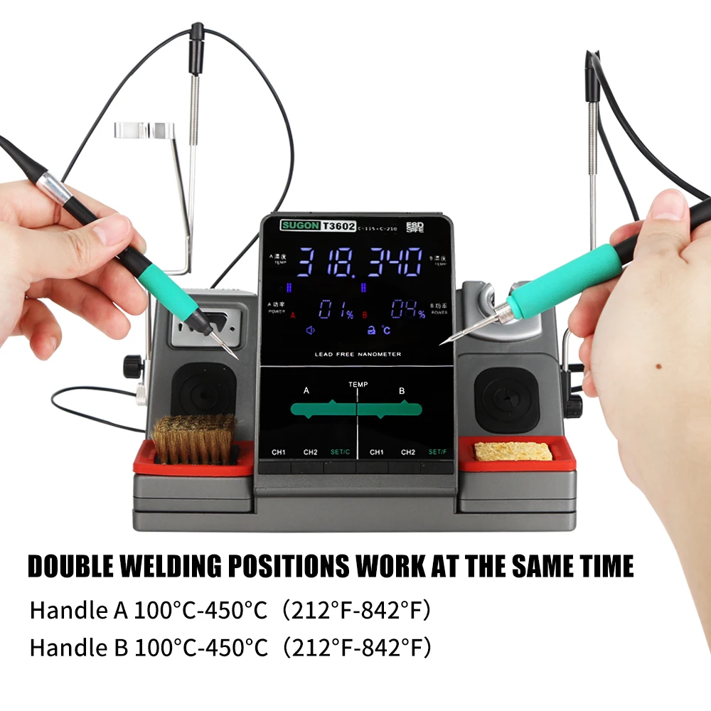 2 in 1 Soldering Station LCD Digital Display Welding Rework Station Soldering Iron Kit Original C210 C115 For SUGON T3602