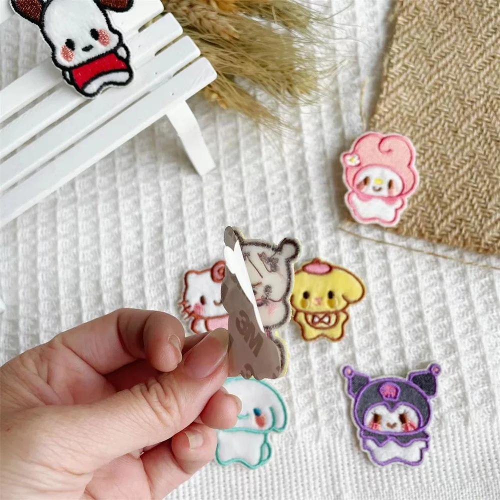 Miniso Cartoon Cinnamoroll Kuromi My Melody Embroidery Cloth Sticker Patch Hole Repair Decorative Self Adhesive Kawaii Sticker