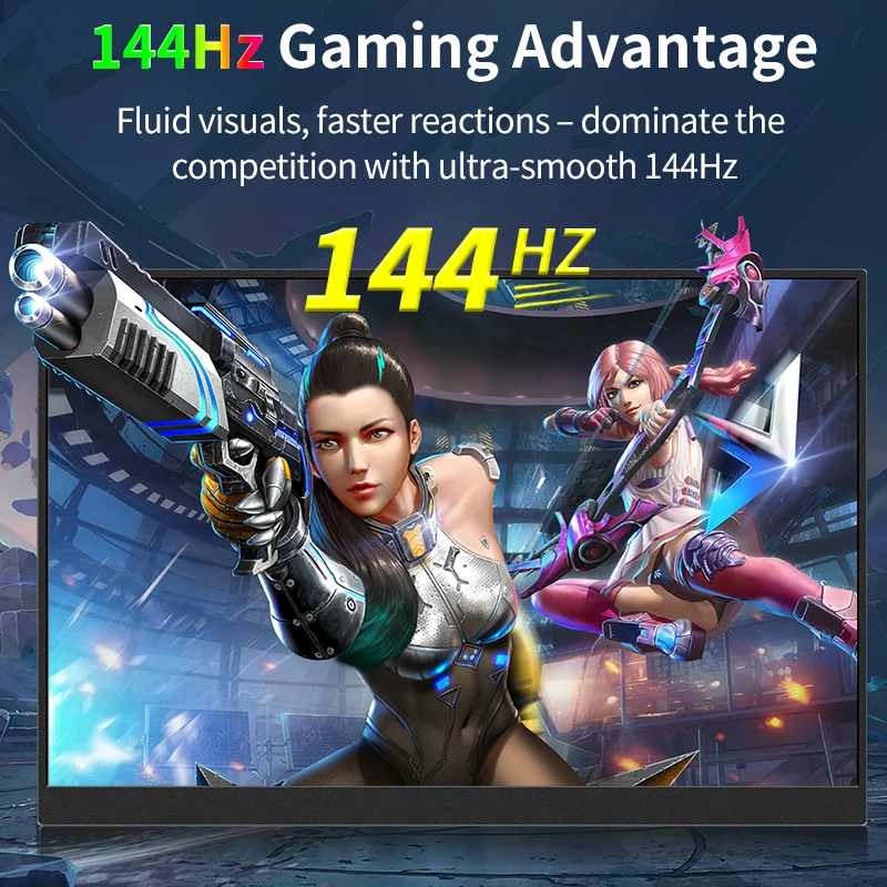 Monitor Gaming Portabel 144Hz 2.5K 16 Inci QHD IPS USB-C HDMI Tampilan Eksternal Layar Kedua untuk Laptop PC Mac Switch PS5/4 Xbox