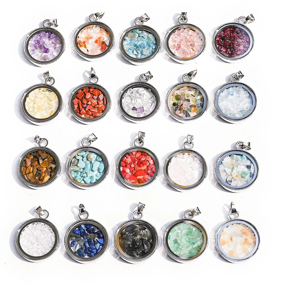 Cross-border explosion natural crystal semi-precious stone necklace creative amethyst agate round fashion pendant item jewelry w