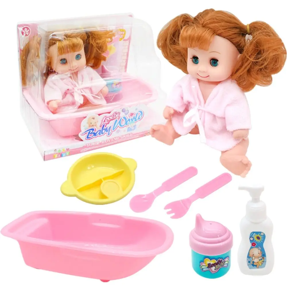 

Kawaii Pretend Play Simulation Baby Enamel Doll Beautiful Safety Baby Dolls Playset Rotatable Joint Cutlery Dress Up Toys Babies