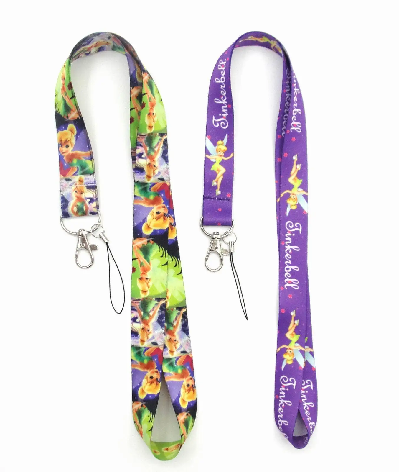 Disney Tinkerbell Creative Painting Art Key Chain Cartoon Lanyard Neck Strap For Phone Keys ID Card Cartoon Lanyards For Kids