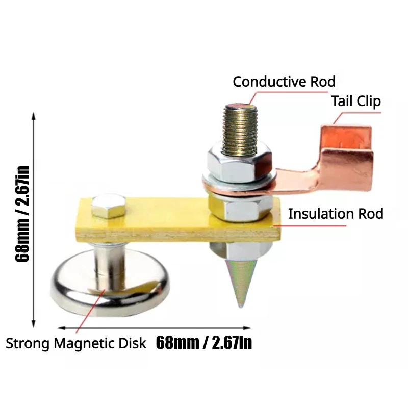 Welding Magnet Head Magnetic Welding Ground Clamp Tools Strong Magnetism Large Suction Copper Tail Welding Stability Clamps