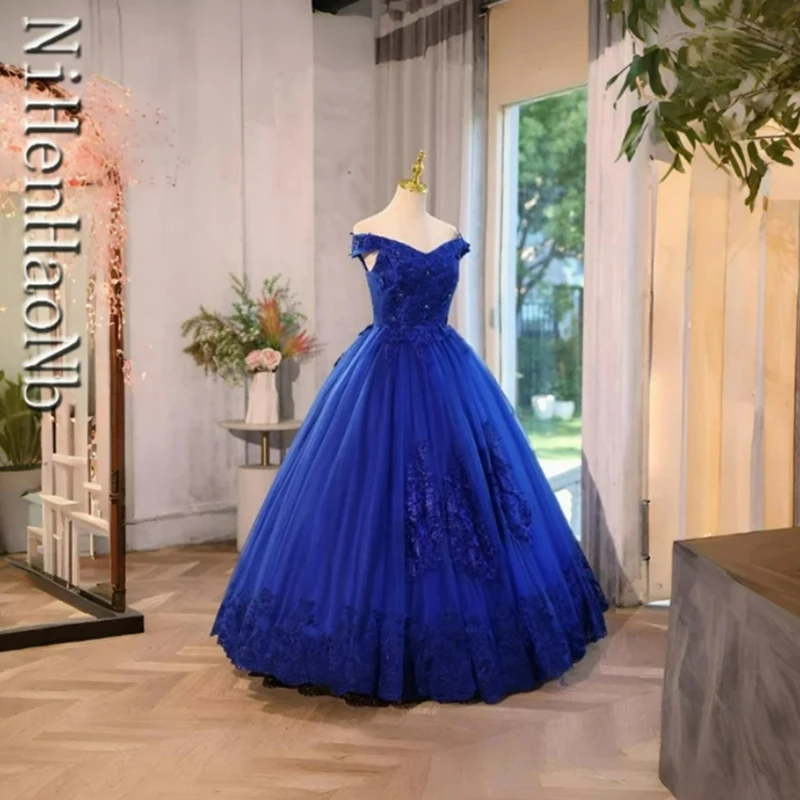 New 2024 Quinceanera Dresses Off Shoulder Ball Gown Party Dress Vestidos Real Photo Robe De Bal