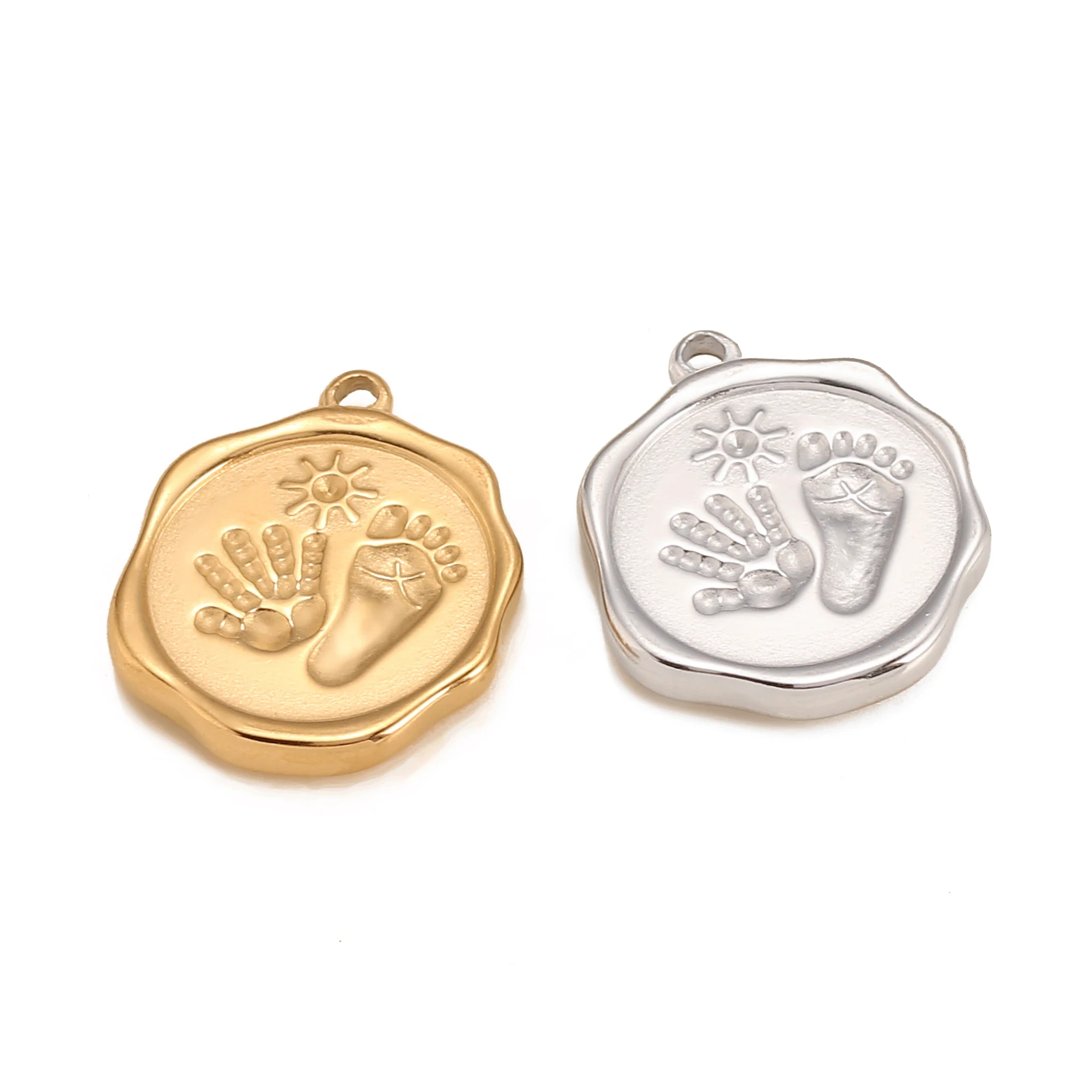 3PC in acciaio inox carino impronta del bambino Handprint Charms ciondolo genitore-figlio fai da te fatto a mano collana gioielli per i regali della mamma