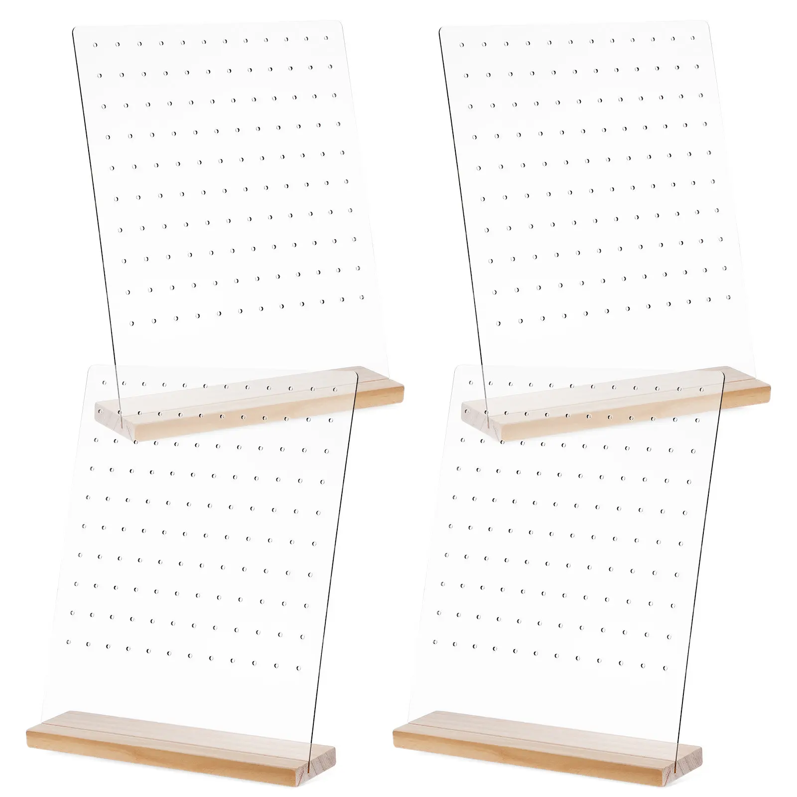 

4Pcs Transparent Acrylic Earring Display Stand with Detachable Wood Base 120 Holes for Studs Jewelry Storage Organizer Earring