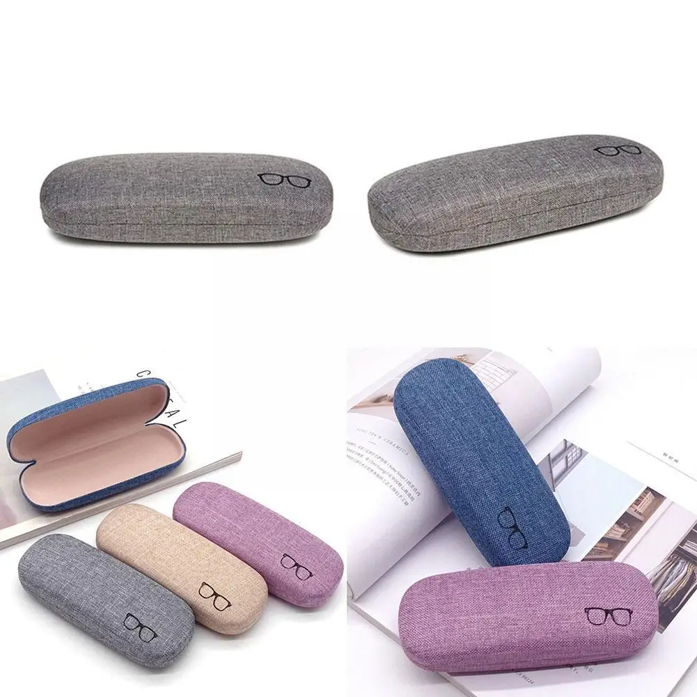 Glasses Case Classic Fashion Tin Box Unisex Retro Linen Box Design Eye Box Mirror Simple Linen