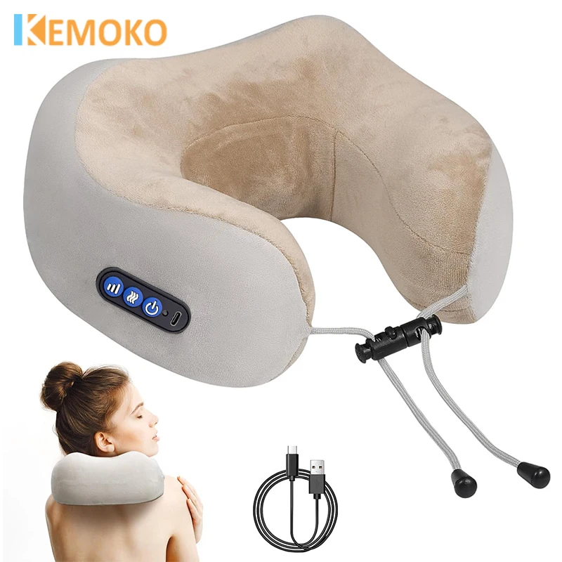 

Электрический массажер для шеи U-образной формы с подогревом, вибрацией, разминанием, шиацу-массажем для плеч и шейного отдела, снимает усталость, расслабляет мышцы