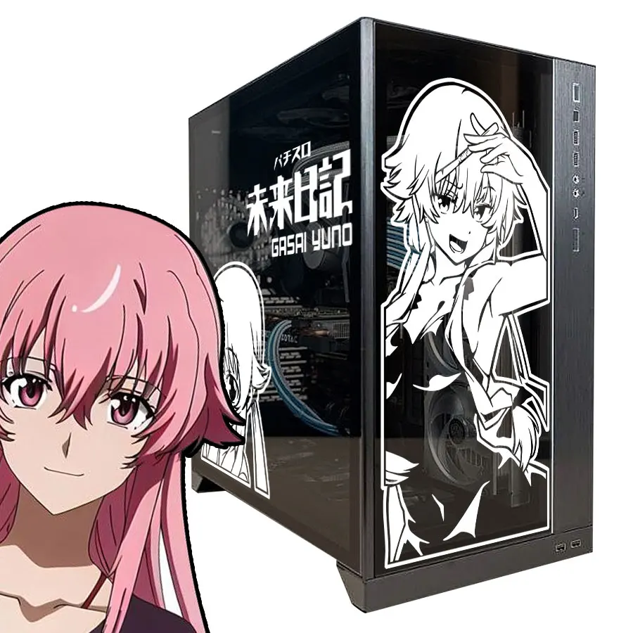 Future Diary Anime Stickers for Atx PC Case,Cartoon Decor Vinyl Decals for Gaming Computer Chassis Skin,Waterproof