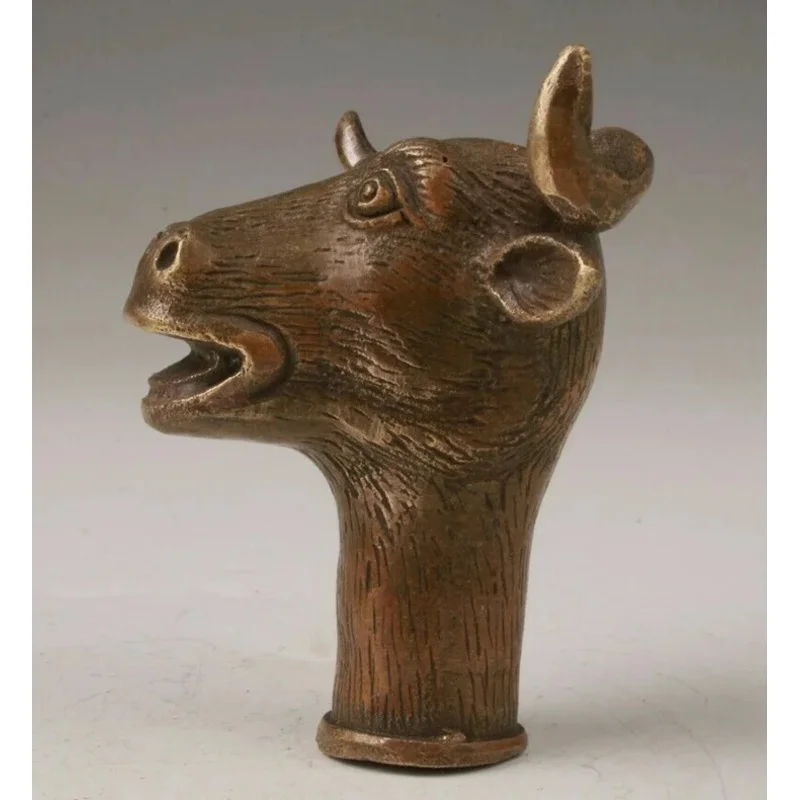 cane old bronze statue animal cattle bull cane walking stick head handle accessorie&