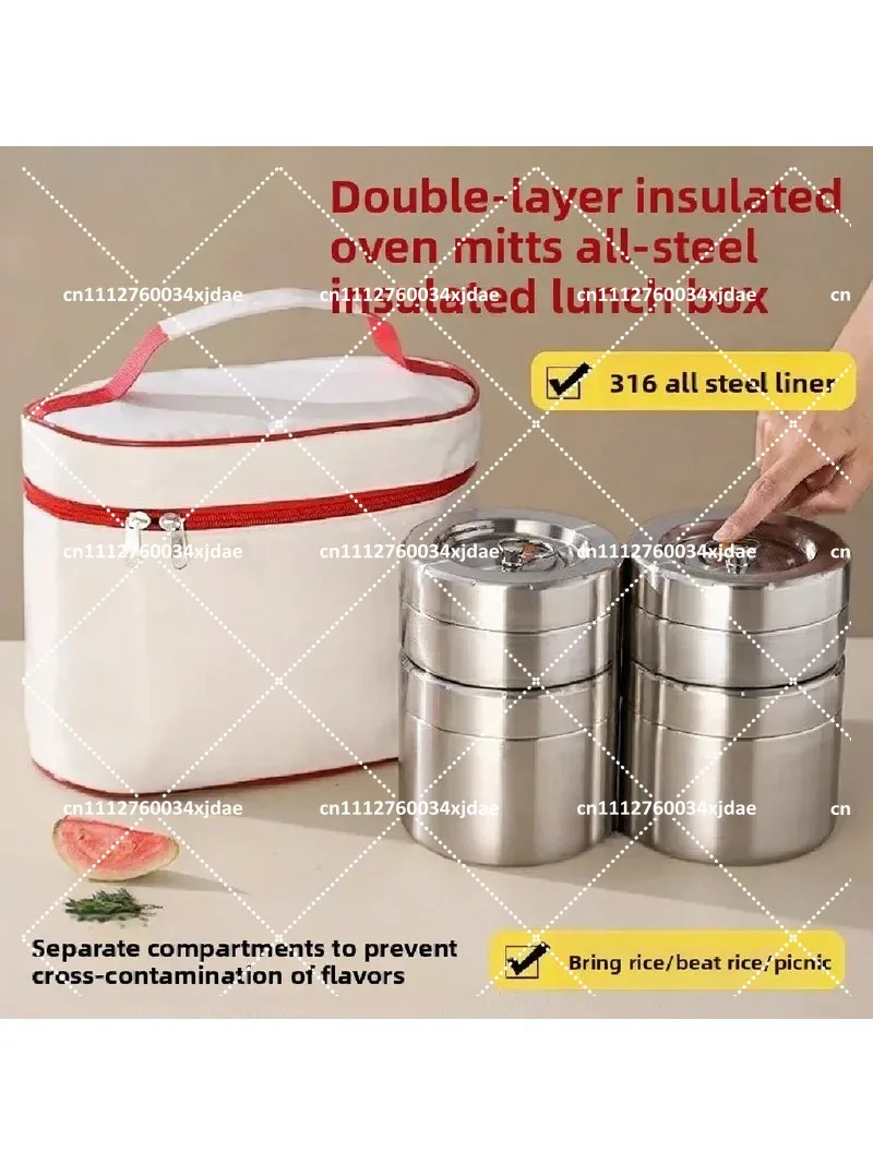 Portable 316 Stainless Steel Multi Layer Vacuum Insulated Lunch Box Large Capacity Thermal Food Container Leak Proof Bento Meal