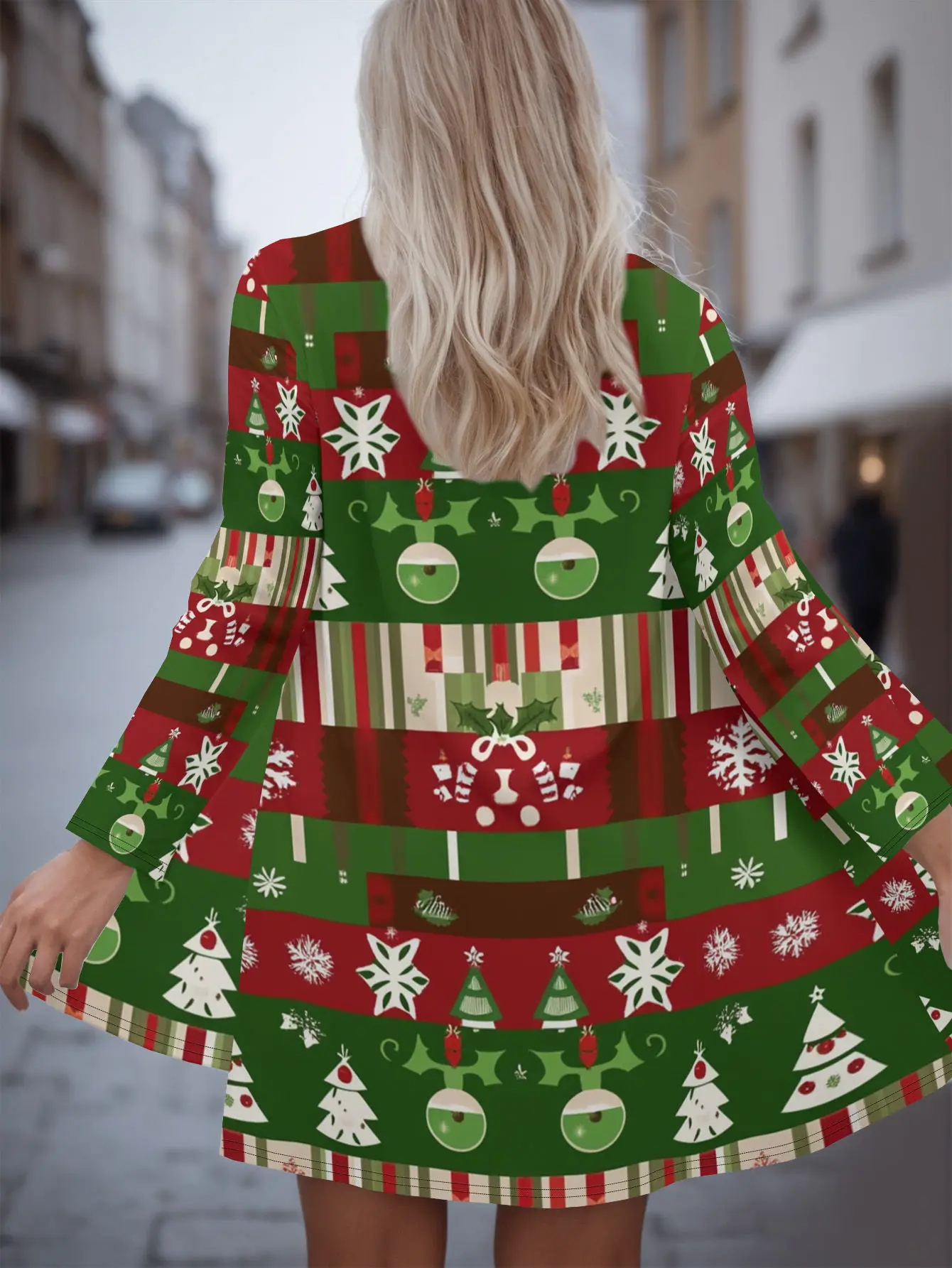 

Women's 3D Christmas Cardigan, Festive Print Long Sleeve, Soft Open Front Design, Cozy Holiday Wear for Seasonal Parties