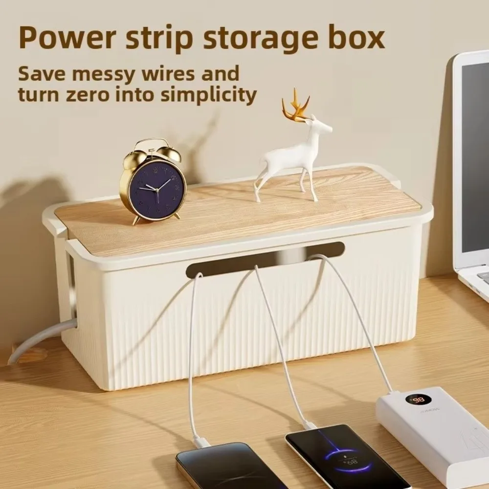 New High Quality Plastic Cable Storage Box Multi-Purpose Cord Organizer Desktop Charging Data Cable Storage Power Management Box