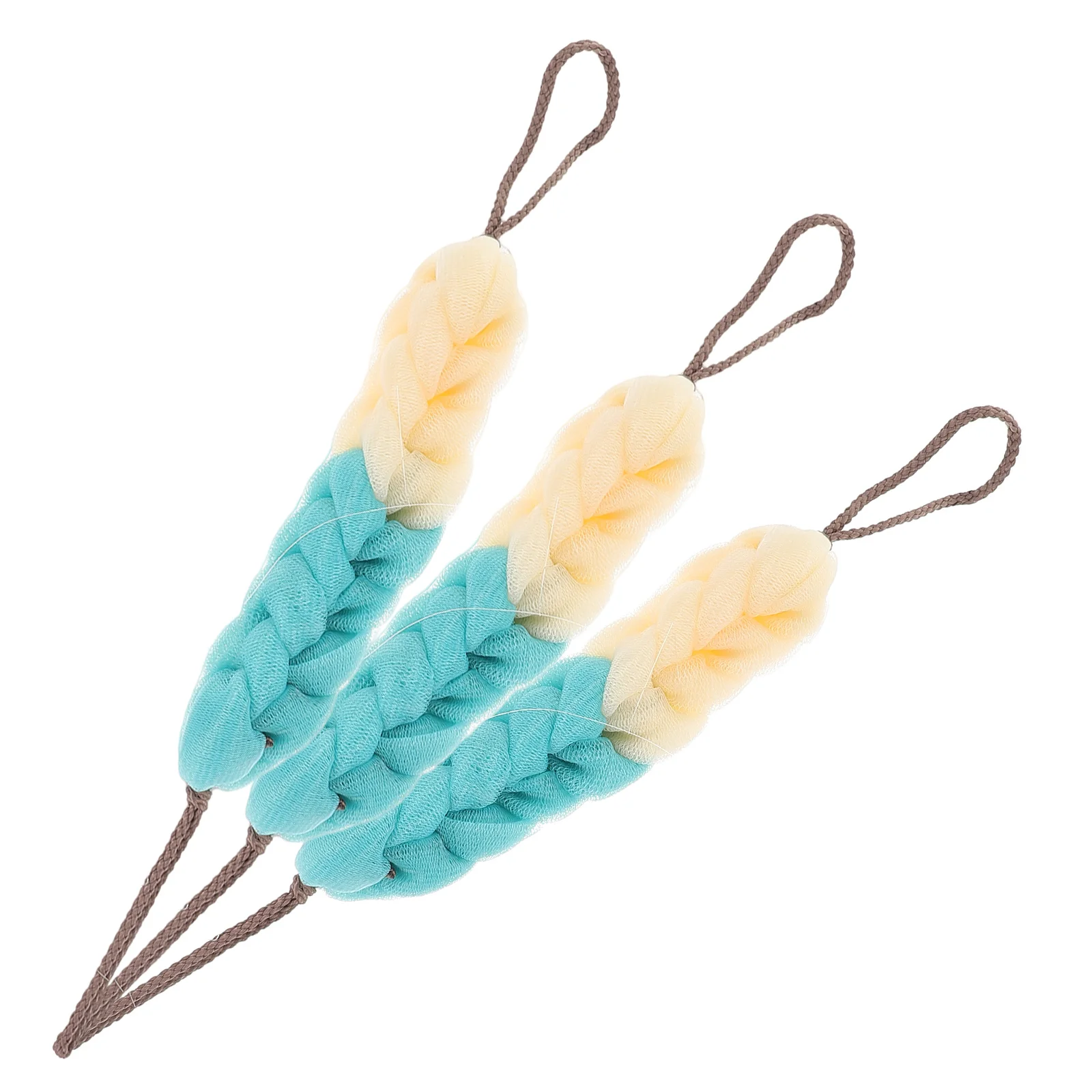

3pcs Towel Braided Shower Loofah Light Green Back Scrubber Rope Handles Student Bath Sponge Exfoliating Body Scrubber Durable