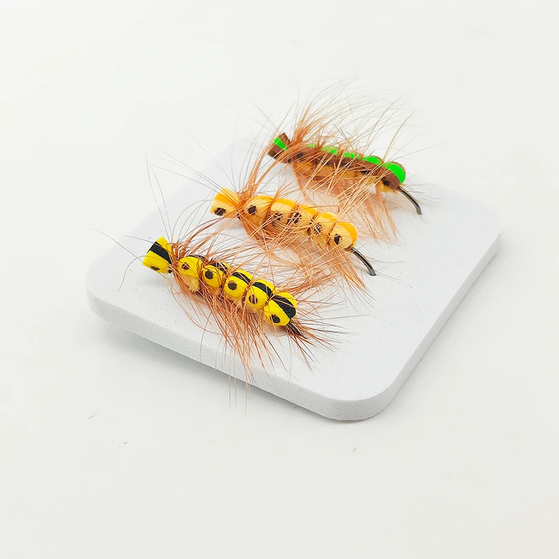 

Bionic Foam Caterpillar Dry Fly - High Carbon Steel Hook #6 - Artificial Floating Lure for Trout, Bass & Panfish