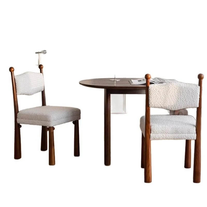 

Solid wood dining chair French retro medieval dining chair living room leisure chair with back