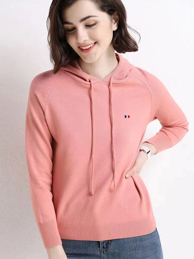 Women Long Sleeve Hooded Knitted Wool Sweater Pullover Jumprt Clothing  Female Warm Sweater Tops Korean Casual sweater Jacket