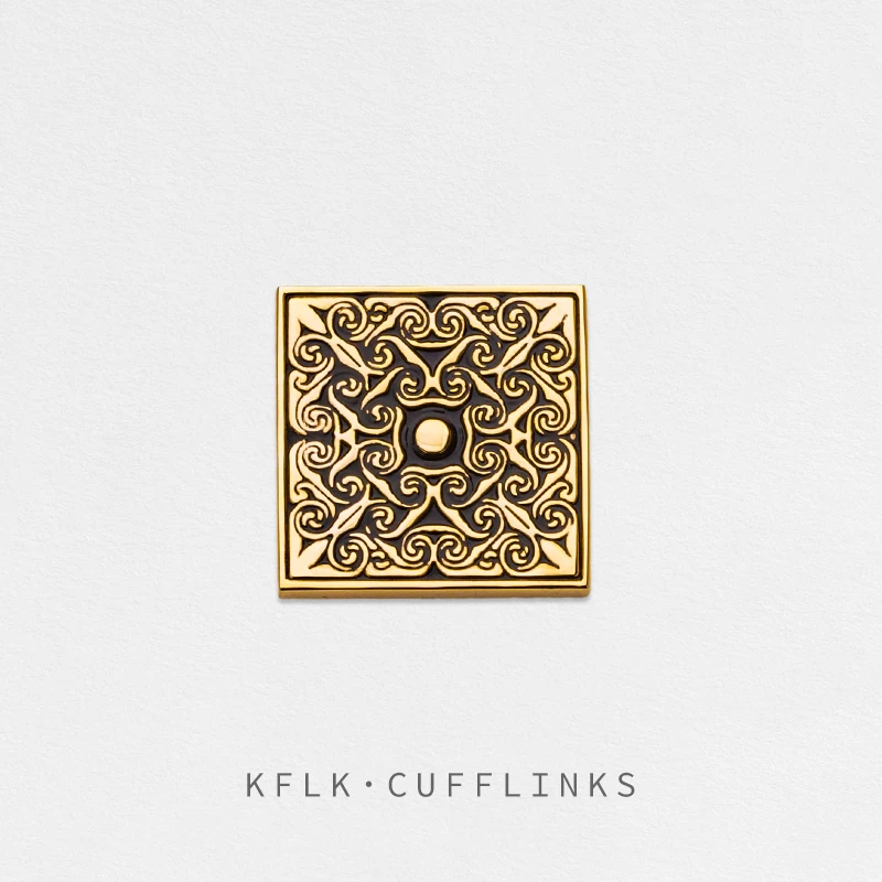 KFLK Fashion Square Retro Pattern Brooch Pins Exquisite Brand Brooches For Women Mens Costumes Badge Brooch Jewelry Wholesale